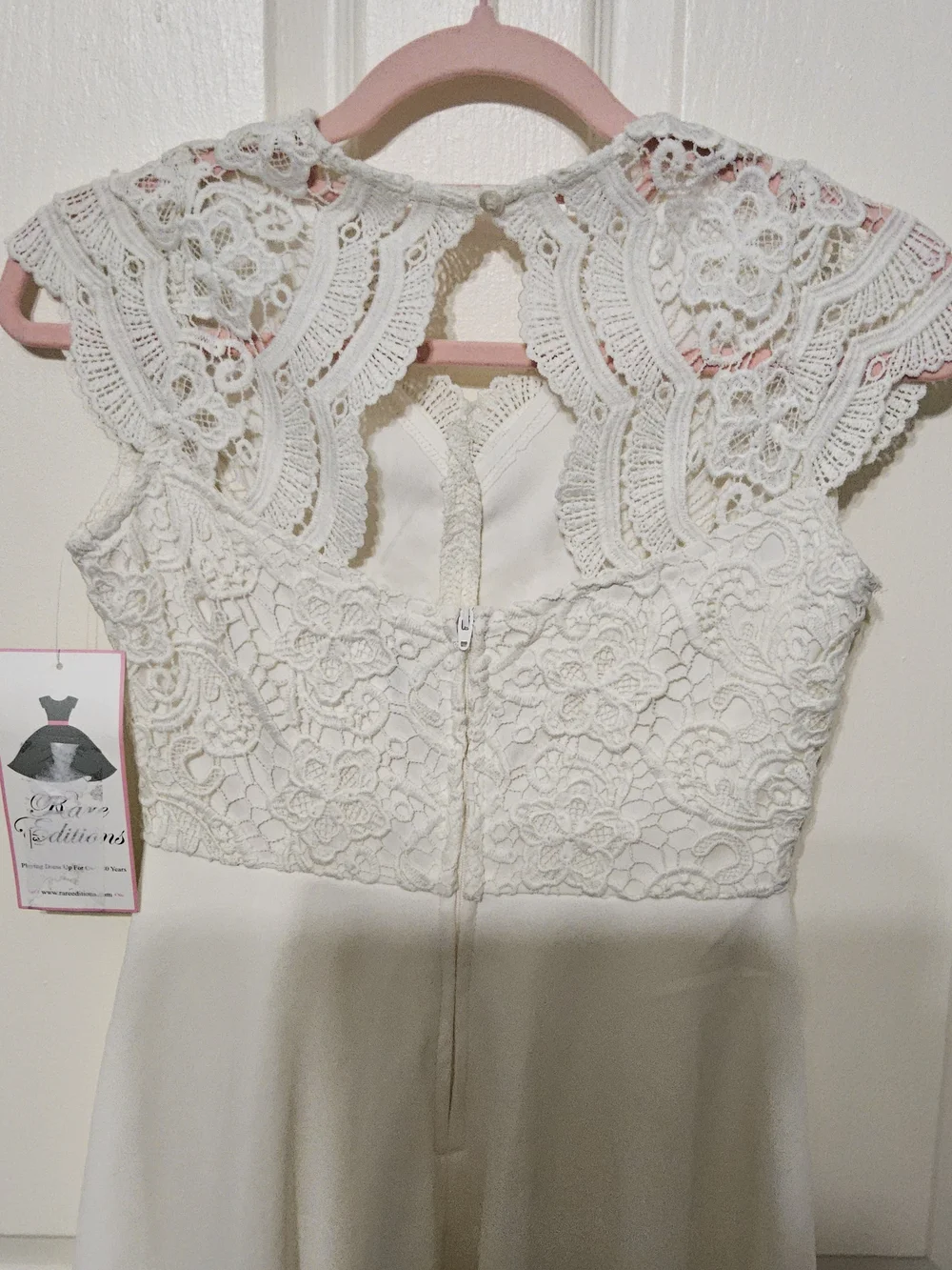 NWT Rare Editions Big Girls Ivory Lace Fit & Flare Cap Sleeve Dress Size 14